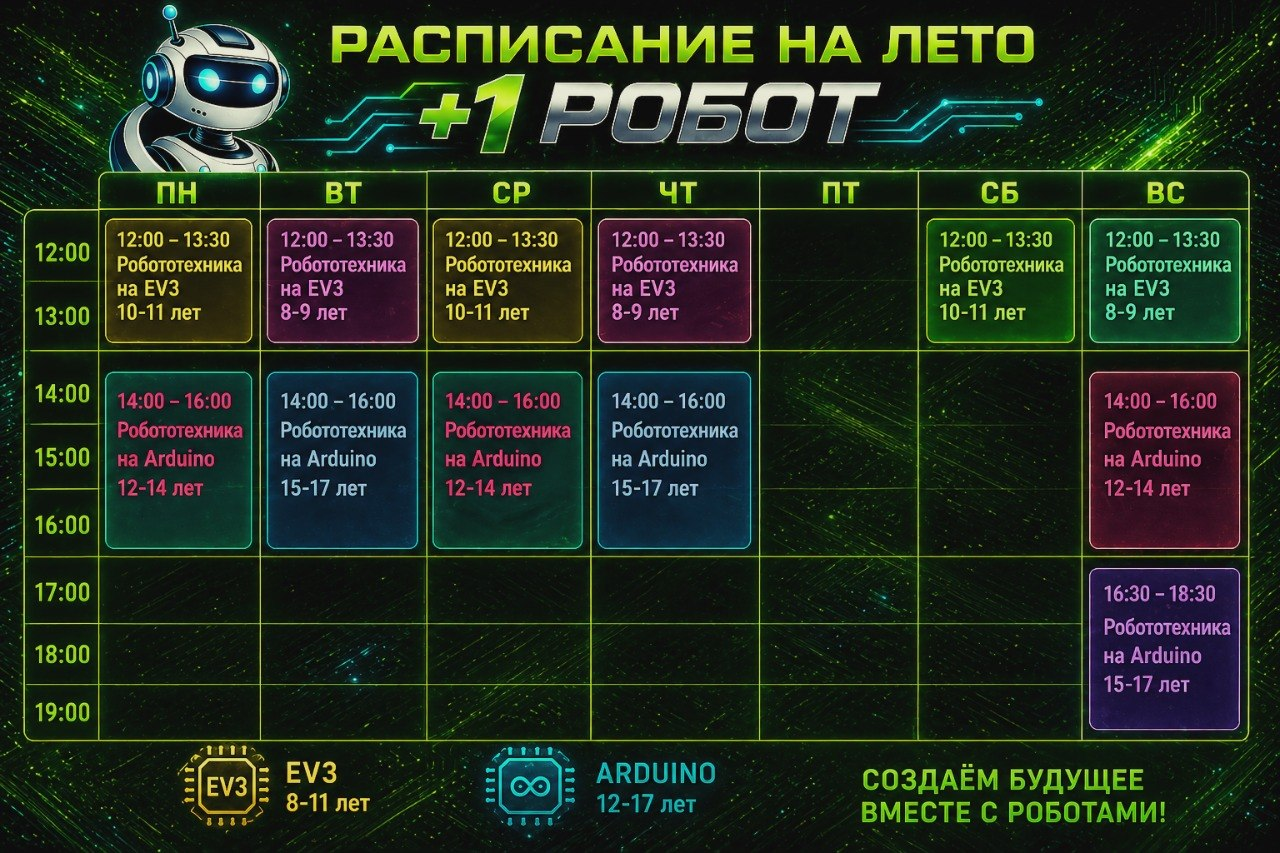 Расписание летних курсов +1 Робот